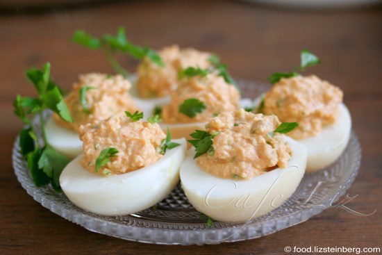 Deviled eggs with horseradish filling