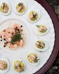 Deviled eggs with pickled shrimp