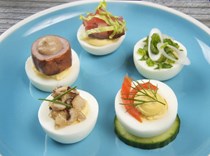 Deviled eggs with smoked salmon and dill