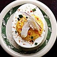 Deviled eggs with smoked trout