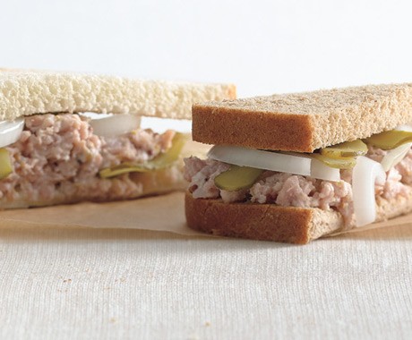 Deviled ham and pickle sandwiches