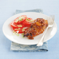 Devilled chicken with tomato salad 