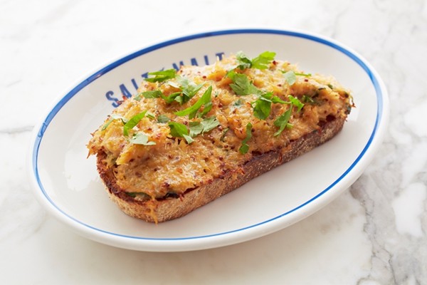 Devilled crab on sourdough toast