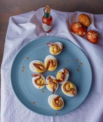 Devilled eggs and anchovy