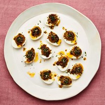 Devilled eggs with tangerine rayu