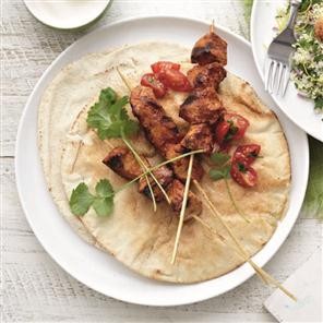 Devilled pork kebabs