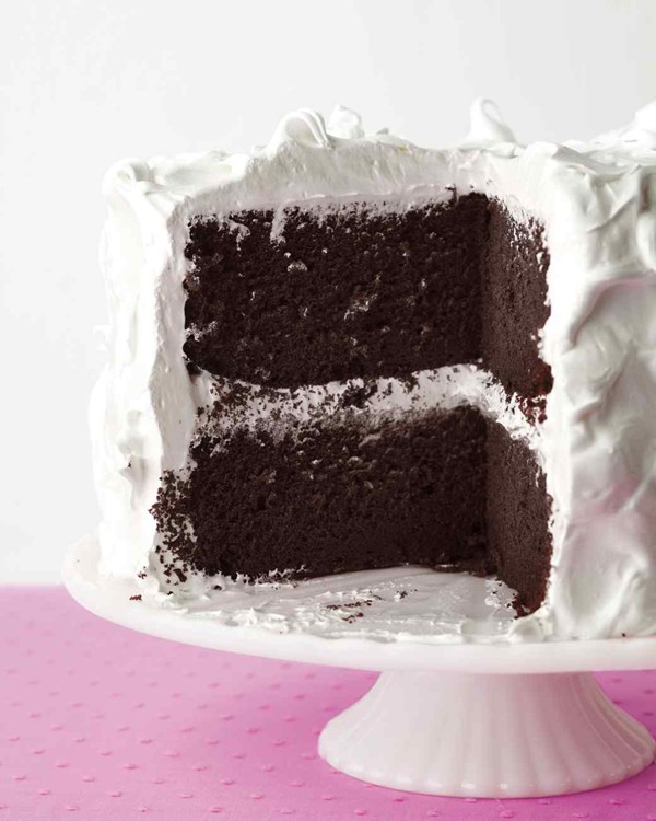 Devil's food cake with fluffy frosting