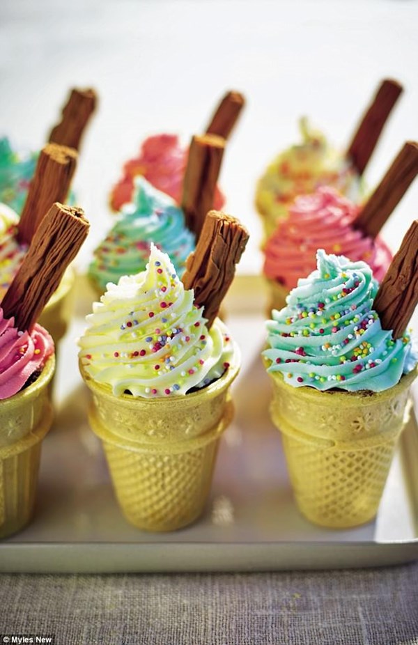 Devil's food cupcake cones