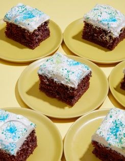 Devil’s food sheet cake with sea foam frosting