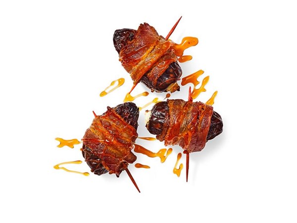 Devils on horseback with hot honey