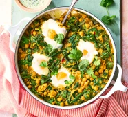 Dhal poached eggs with herby raita