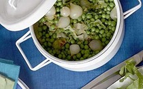 Diana Henry's summer Sunday lunch: peas with baby onions and lettuce