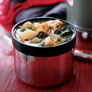 Dijon chicken stew with potatoes and kale