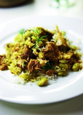 Dill and broad bean rice with veal