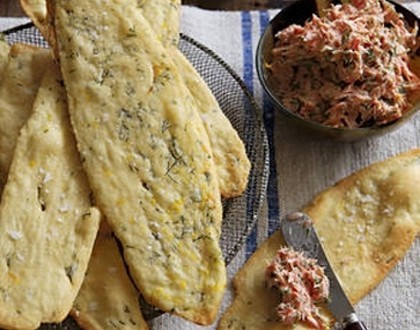 Dill and lemon flatbread with smoked ocean trout dip