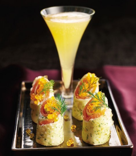 Dill and smoked salmon roulades