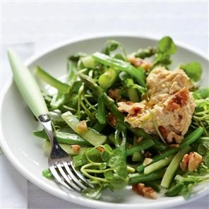 Dill houmous with green vegetable salad
