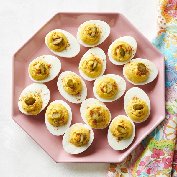 Dill pickle deviled eggs