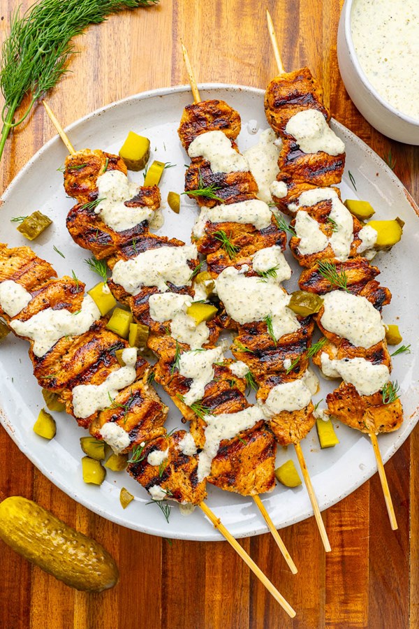 Dill pickle ranch chicken skewers