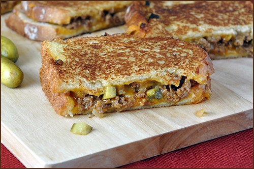 Dill pickle sloppy Joe grilled cheese