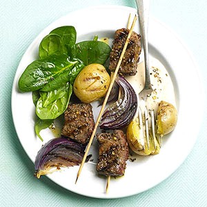 Dill steak and potato kabobs