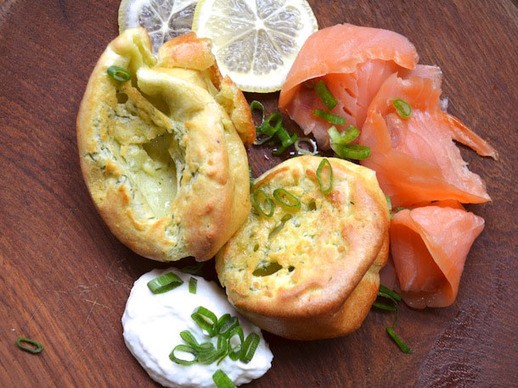 Dill Yorkshire puddings with smoked salmon and horseradish cream