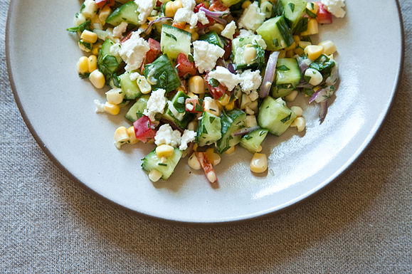 Dilled, crunchy sweet-corn salad with buttermilk dressing