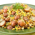 Dilled potato and grilled corn salad