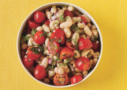 Dilled white bean and grape tomato salad