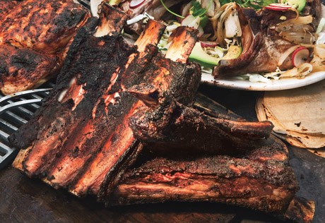 Dinosaur bones with chipotle-cherry barbecue sauce