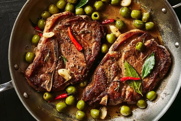 Dirty martini pork chops 