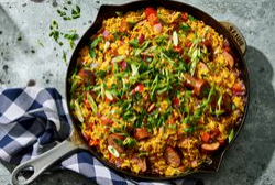 Dirty rice with smoky grilled sausage from Derrick Worthey