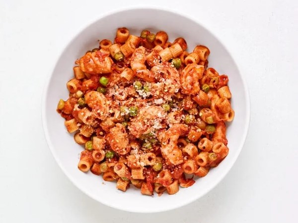 Ditalini alla vodka with shrimp