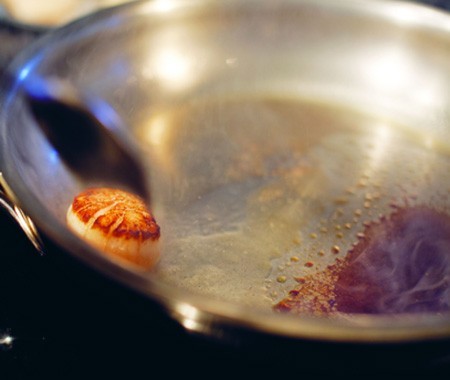 Diver scallop, plum juice, lardo, sea beans