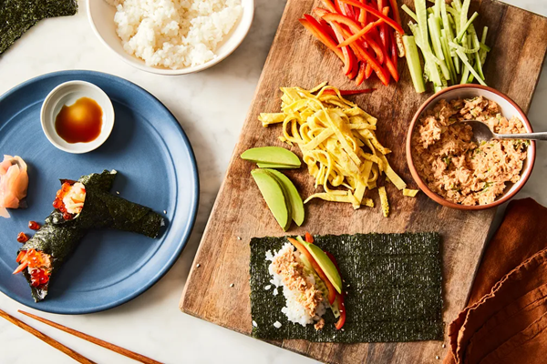 DIY Alaska salmon hand rolls