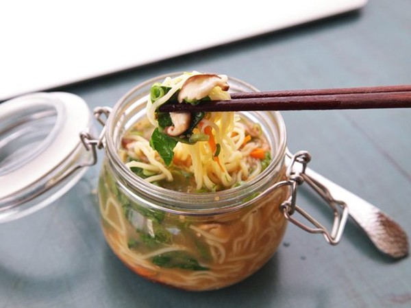 DIY instant noodles with vegetables and miso-sesame broth