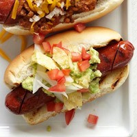 Dogs with avocado and chips