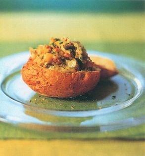 Dolcelatte, spring onion and chives baked potatoes