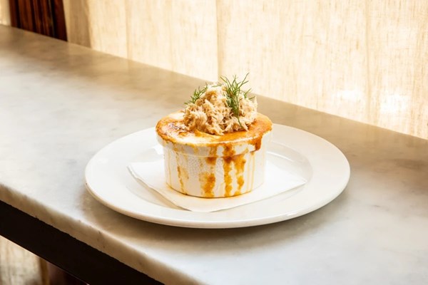 Dorset crab and rollright tartiflette