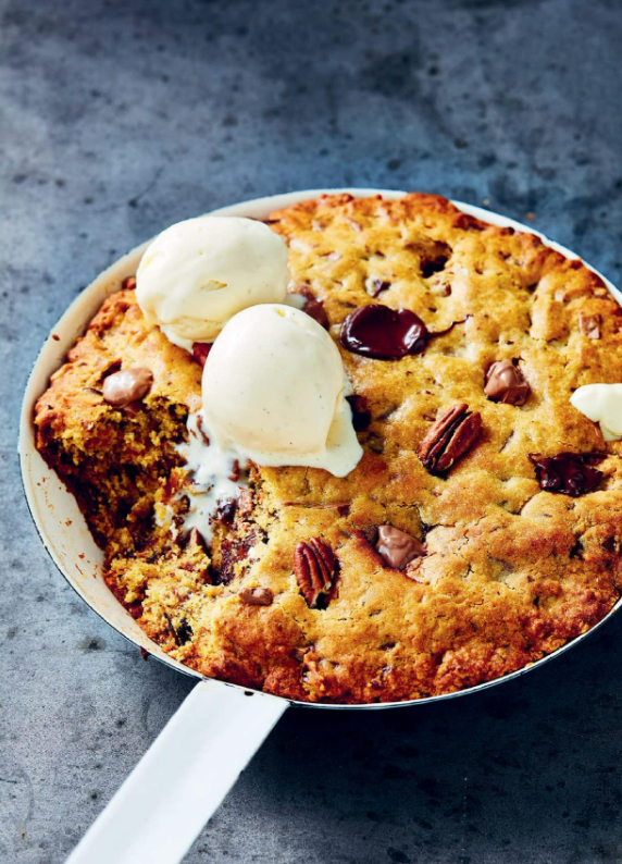 Double- chocolate skillet cookie