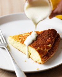 Double-baked cheese soufflé with Parmesan cream