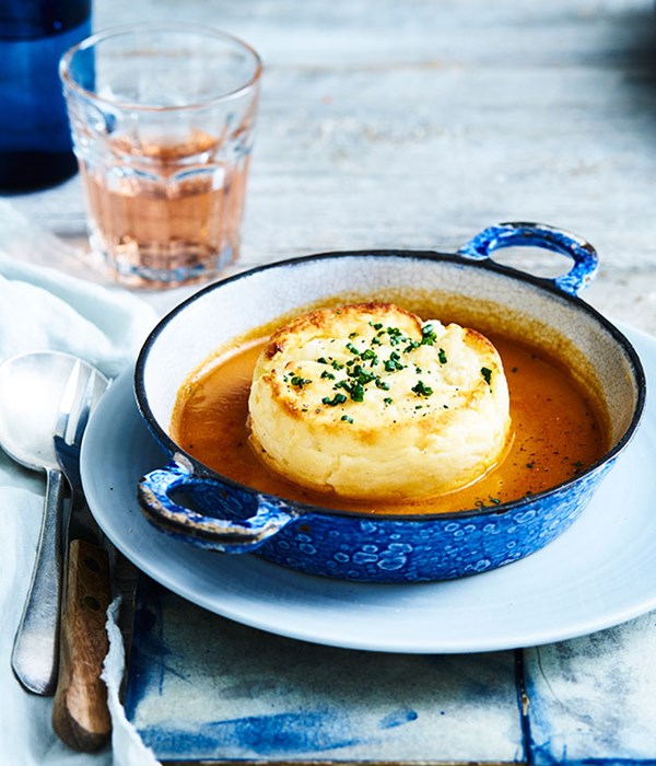 Double-baked crab soufflés