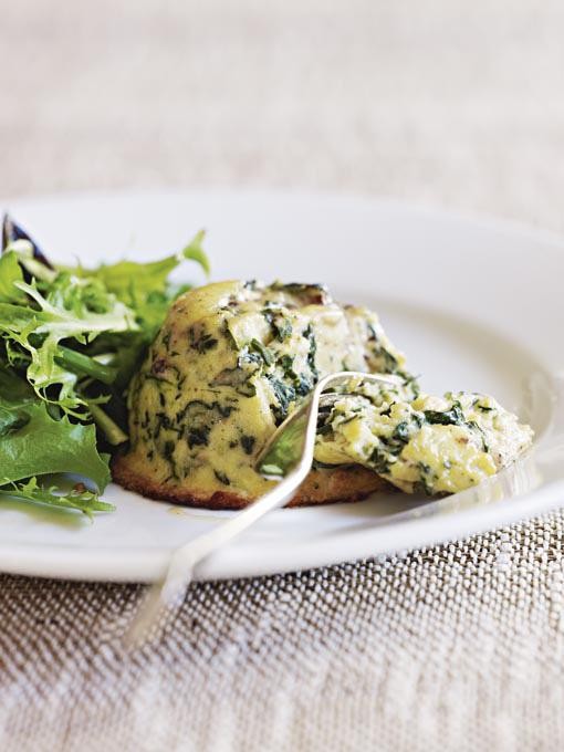 Double-baked soufflés with blue cheese and spinach