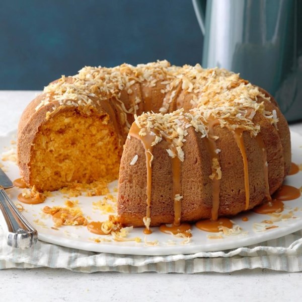 Double butterscotch coconut cake