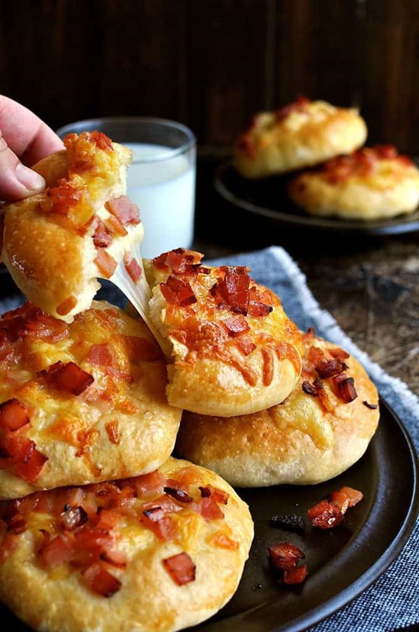 Double cheese and bacon rolls