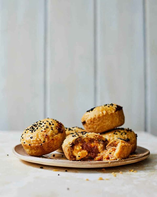 Double-cheese and chutney pies 