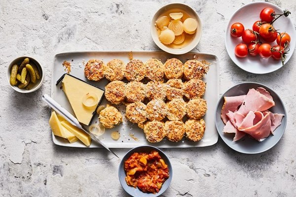 Double cheese and mustard ploughman's scones