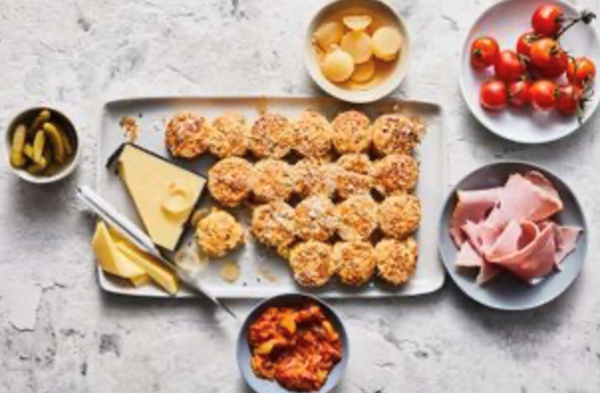 Double cheese and mustard ploughman's scones