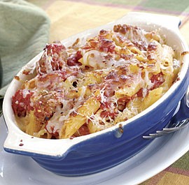 Double-cheese penne with sausage & hot cherry peppers