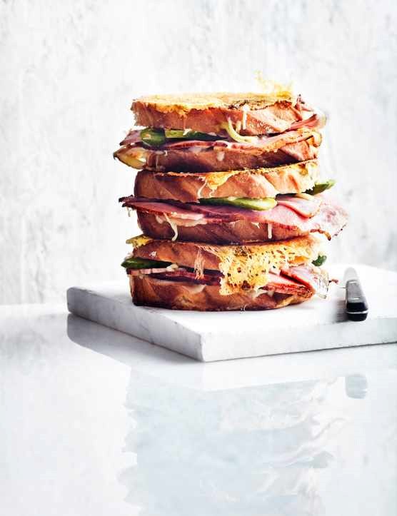 Double cheese, pickle and ham toasties